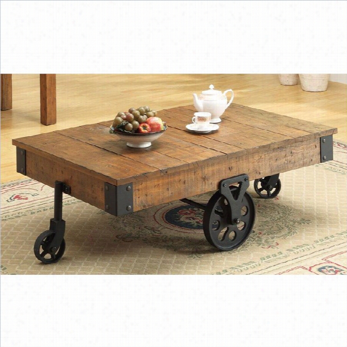 Coaster Cart Coffee Table In Rustic Oa