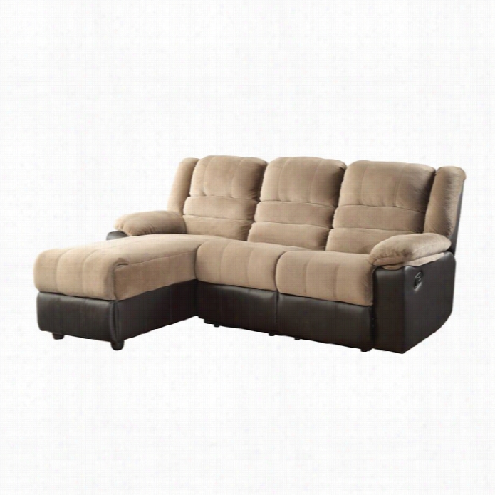 Ciaster Fabric And Faux Leathe Motion Sectional In Two Tone Brownn