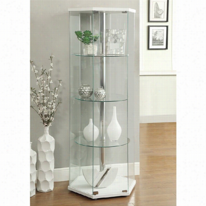 Coaster Glass Hexagon Curio Cabinet In White