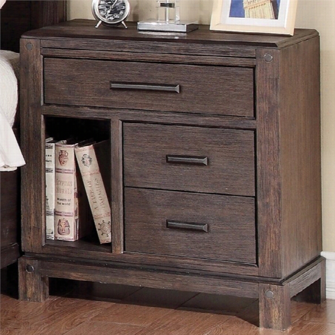 Coaster Grayson 3 Drawer Ngihtstand In Dark Coffee