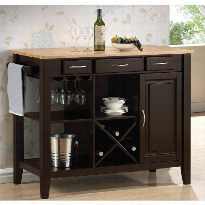 Coaster  Kitchen Carrt Wit Hbugcher Block Top In Natural And Cappuccino