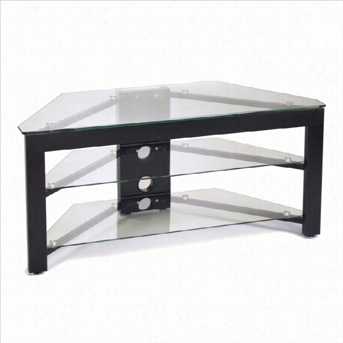 Convenience Concepts 43 First-rate Work  Glass And Wood Corner Tvstand In Black