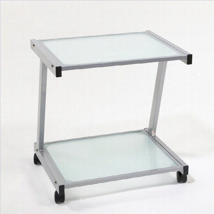 Eurostyle Landon Aluminum/frosted Glass Printer Cart