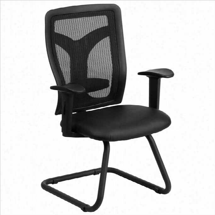 Flash Furniture Galaxy Leather Side Office Chair Witth Arms In Black