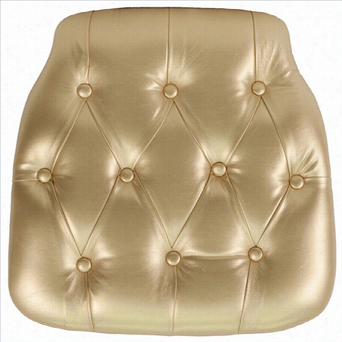 Flash Furnitue Had Tufted Vinyl Chiavari Chair Cushion In Gold