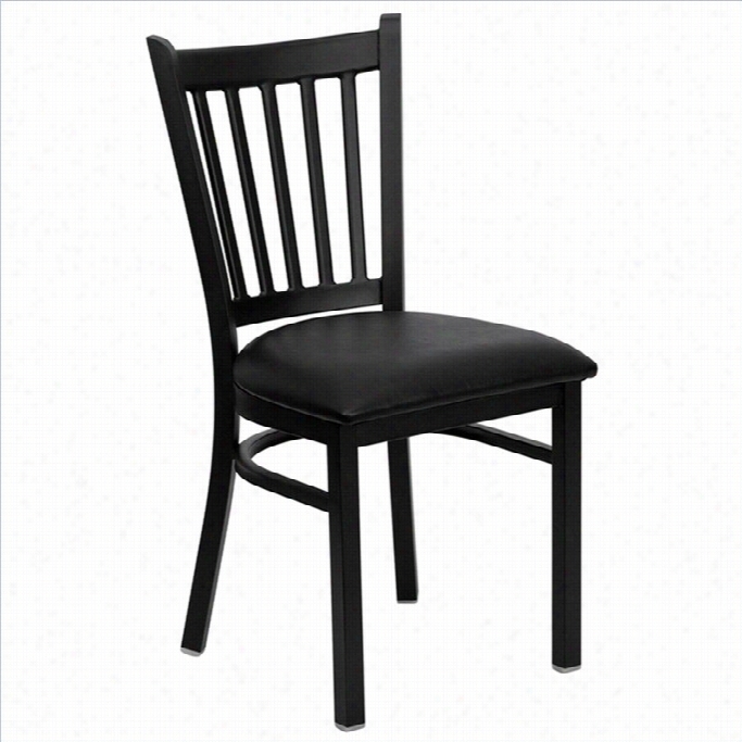 Flash Furniture Hercules Vertical Back Metal Dining Chair In Black