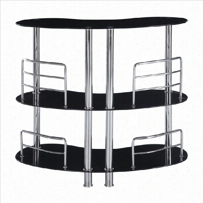 Global Furniture Pair Shoal Bar Table With Chrome Legs In Black