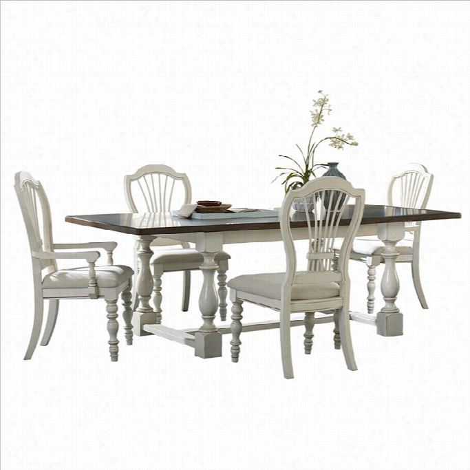 Hillsdale Pine Island 5 Pc Trestle Dinin Gset With Wheat Back Chairs