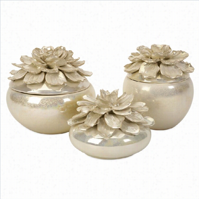 Imax Corp Ration Blair Hand-sculpted Floral Boxes (set Of 3)