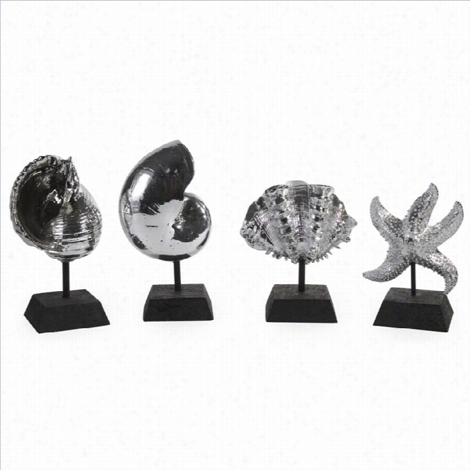 Imax Corporation Decorative Shells In Silver (set Of 4)