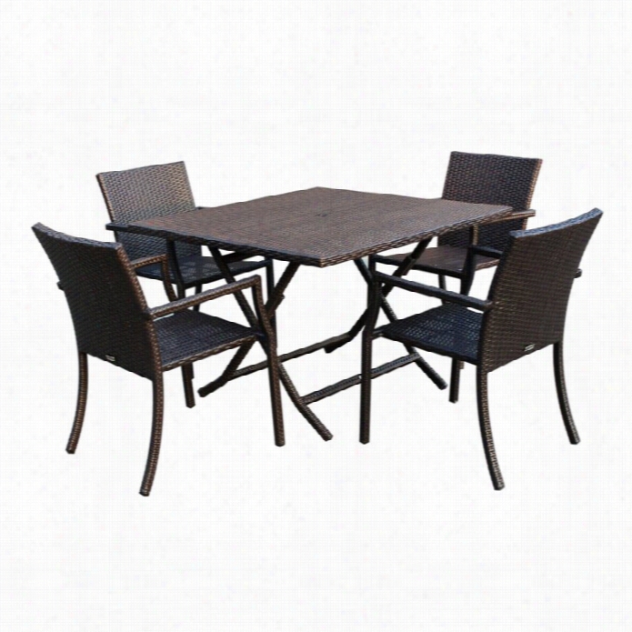 Jeco 5 Piece Wicker Table Dining Set