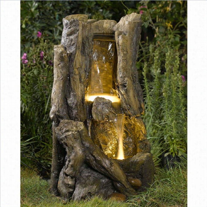 Jeco Stump Outdoor Indoor Water Fountain With Led Light