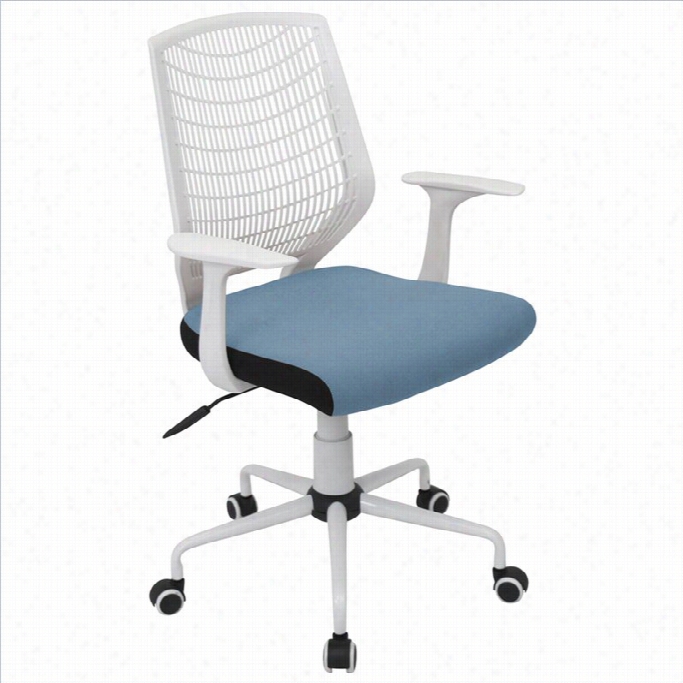 Lukisource Network Office Chair In White And Smoked Blue