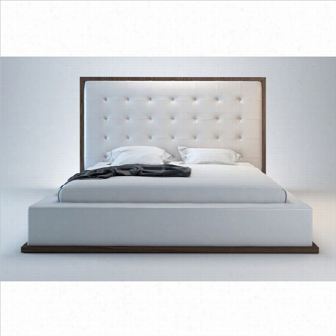 Modloft Ludlow Bed In Wenge And White Leather-queen