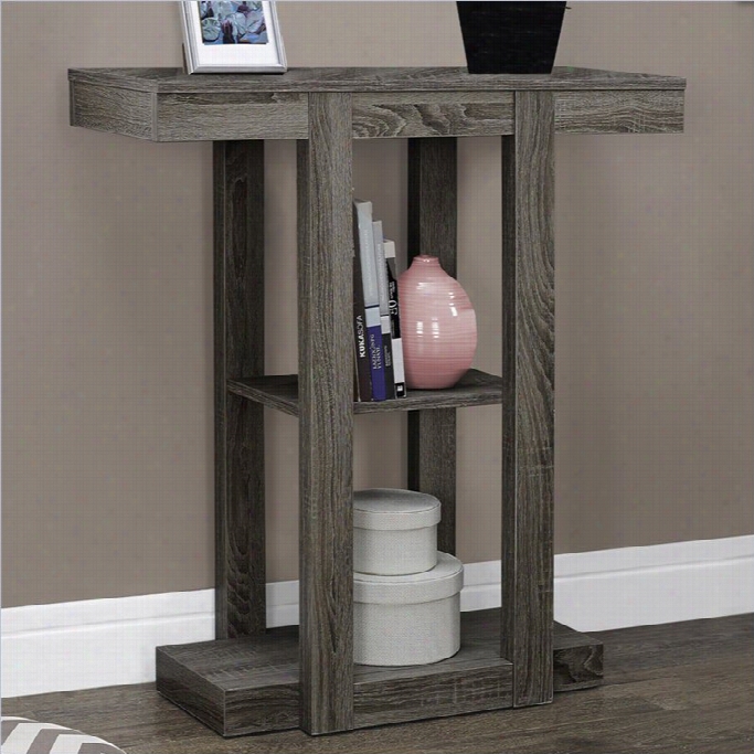 Monarch Hall 32 Three Tiered Console Accent Table In Dark Taupe