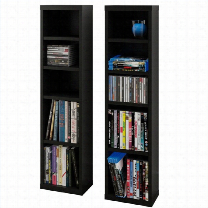 Nexera Sereni-t 38 Cd Dvd Storage Towers In Black (st Of 2)