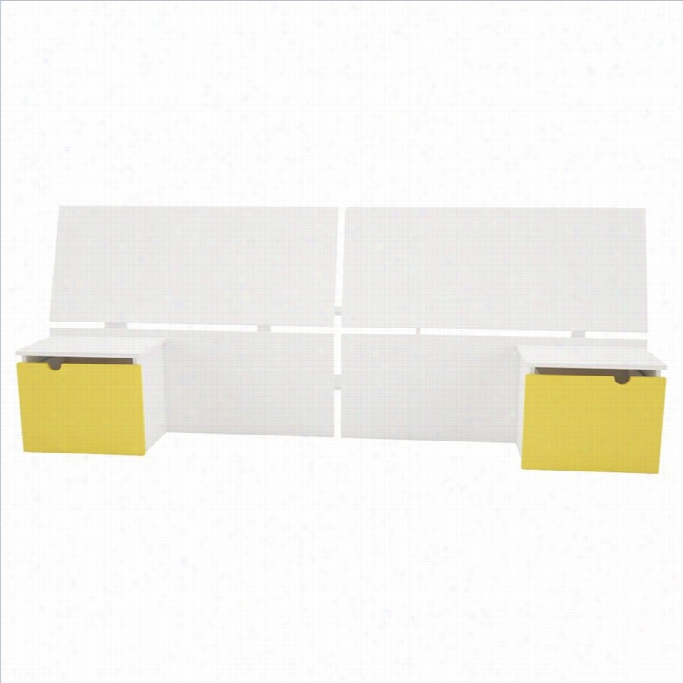 Nexerq Taxi Headboard Through  Night Stands In White And Yellow-twin