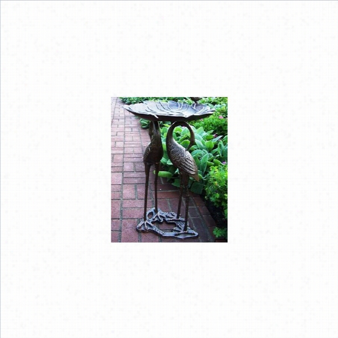 Oakland Living Two Crane S With Lily Birdbath Ina Ntique Bronze