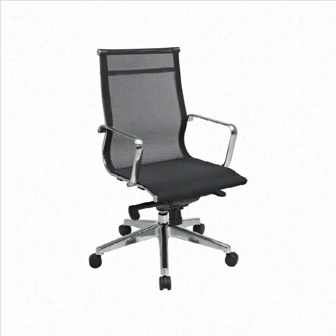 Office Star Deluxe Mesh Mmid Back Office Chair Witg Polished Aluminum