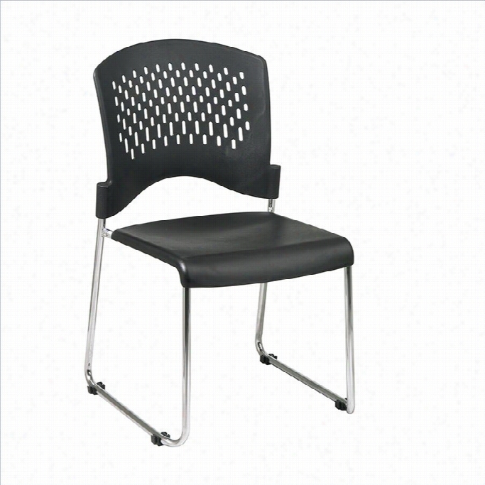 Office Star Sled  Base Stack Stacking Chair With Plastic Seat And Ack(set Of 2)