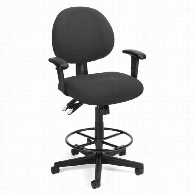 Ofm 24-hour Task Drafting Chair With Arms And Drafting Kit In Charcoal