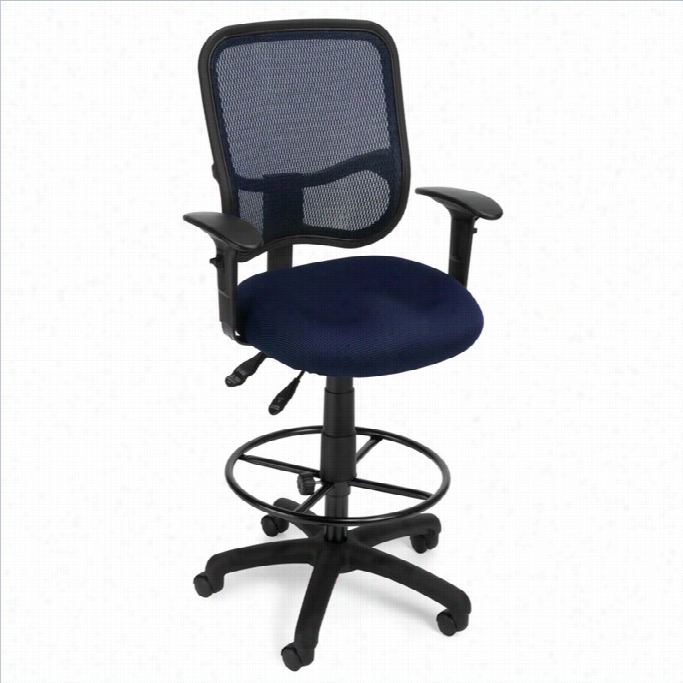 Ofm Comfort Series Ergonomci Task Drafting Chair With Arms Draft Kit In Navy