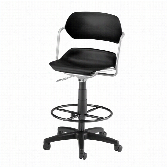 Ofm Martia Armless Swivel With Drafting Kit Silver Frame In Black