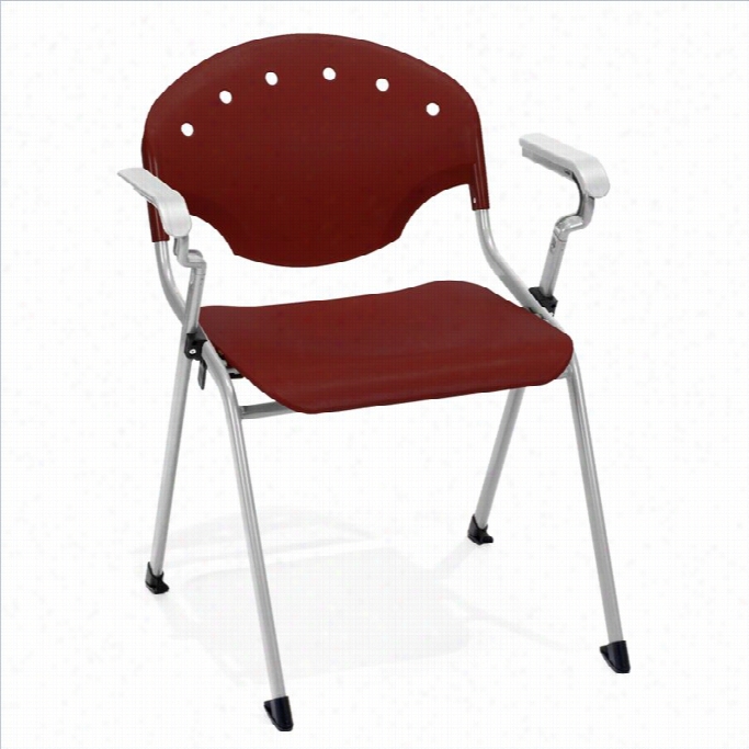 Ofm R Ico Stack Stacking Chair With Rms In Silvsr And  Bur Gundy