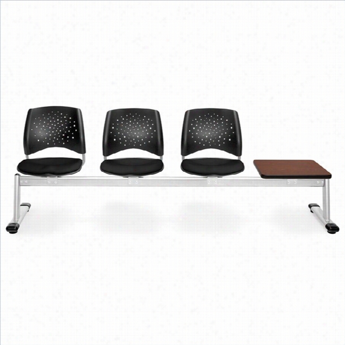 Ofm Star Beam Seating With 3 Seats And Table In Blcak And Mahoany