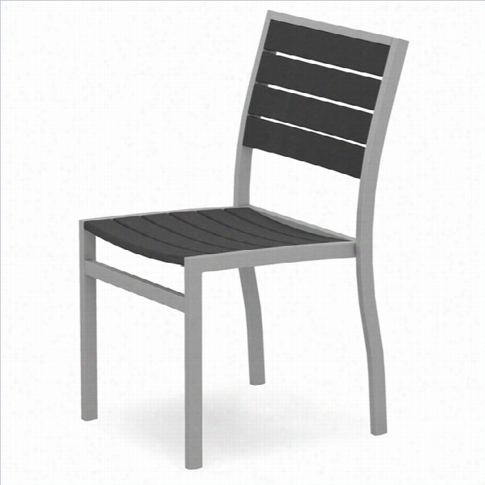 Polywood Eu R O Dining Side Chair In Textured Silver And Slate Gre Y