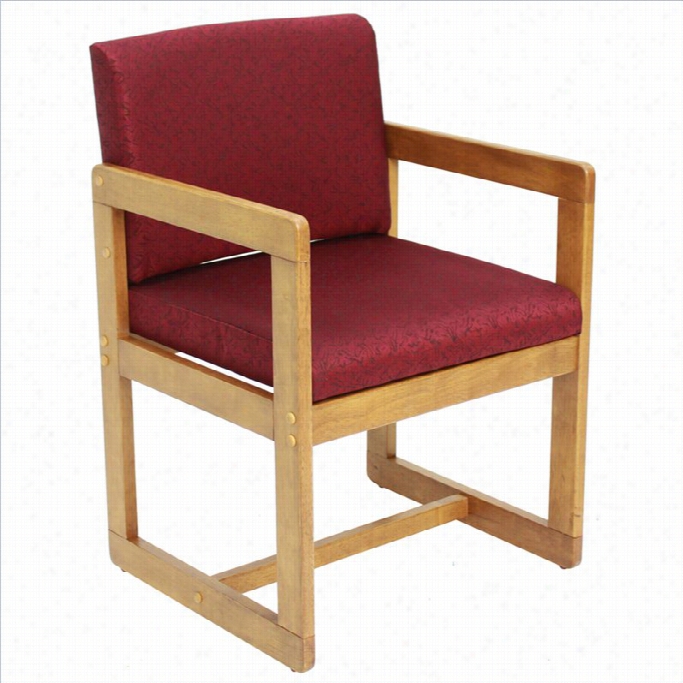 Regency Belcino Sled Side Visitor Chair With Arms In Medium Oak And Burgnudy