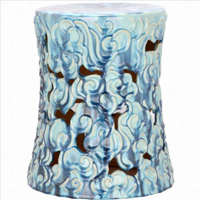 Safavieh Cerramic Garden Stool In Ocean Blue