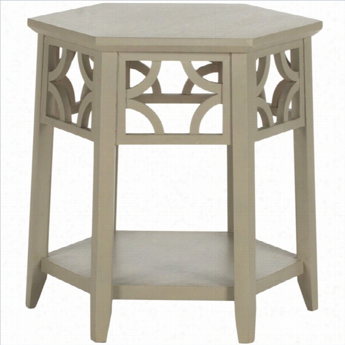 Safavieh Connr Bqyur Wood Hexagon Nd  Table In  Pearl Taupe