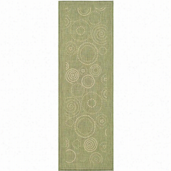 Safavieh Courtyard Olive Indoor Outdoro Rug - Runner 2'3 X 01'