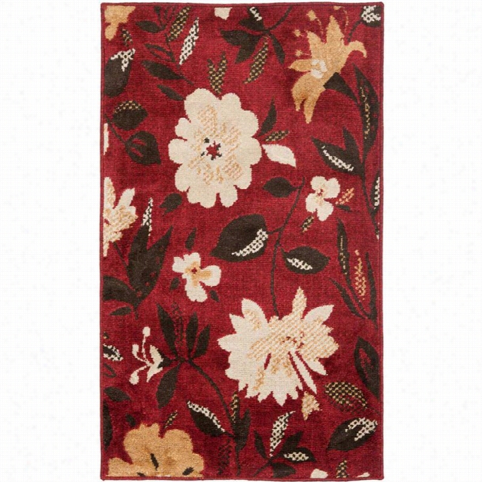 Safavieeh Kashmir Wool Medium Rectangle Rug Kas112b-5 In Red And Ivory