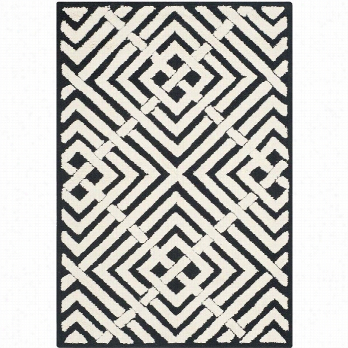 Safavihe Newport Black Contemporary Rug - 2' X 3'