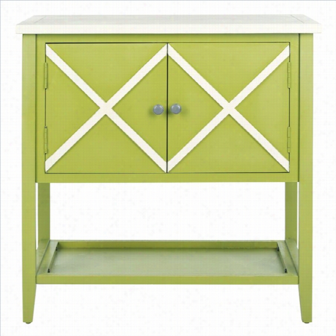 Safavieh Polly Oplar Wood Sideboard In Green And White