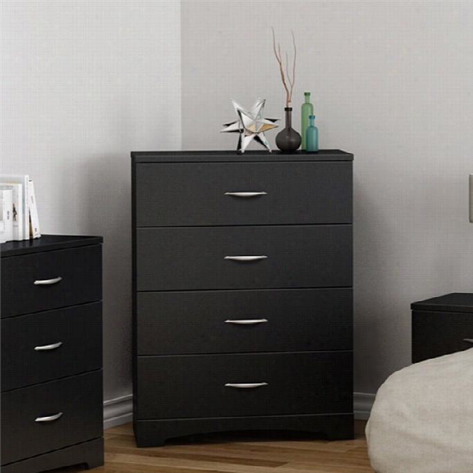 South Shore Step One 4 Drawer Wood Chest In Black