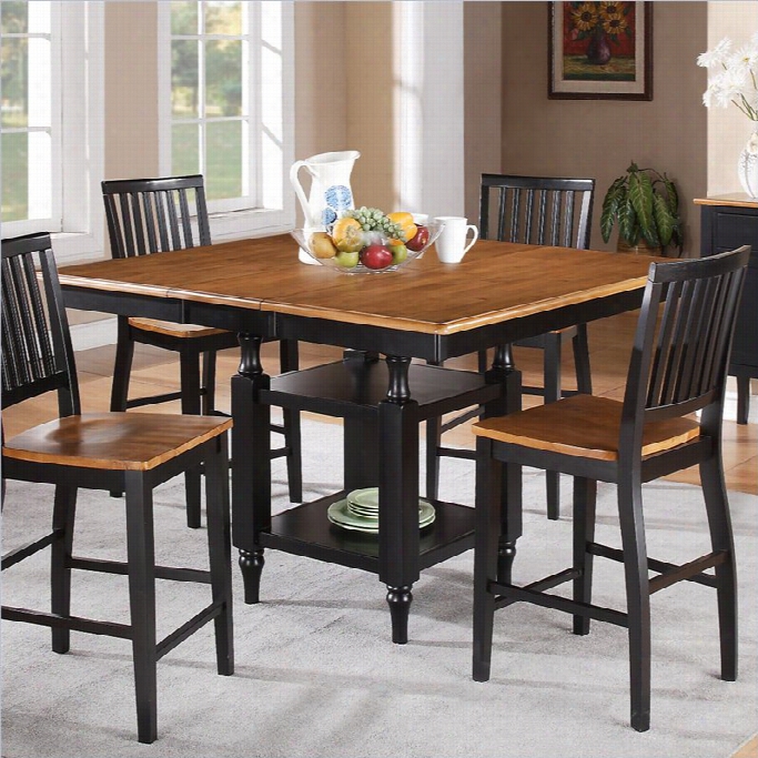 Steve Sliver Company Cadice Counter  Height Dining Table With Btterfly In Oak And Black