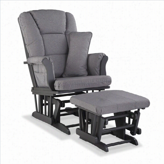 Stork Craft Tuscany Custom Glider And Ottoman In Gray And Slate Gray