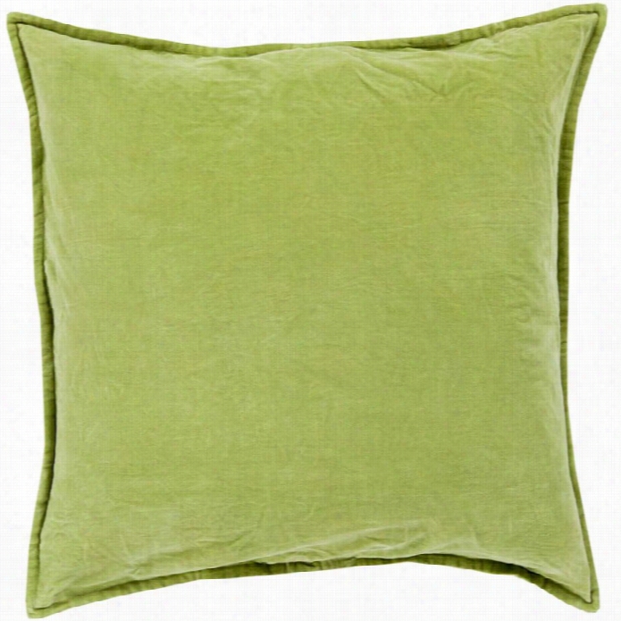 Sruya Cotton Velvet Donw Fill 22 Square Pillow In Green