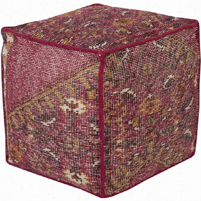 Surya Zahara Cube Pouf Ottoman In Pink