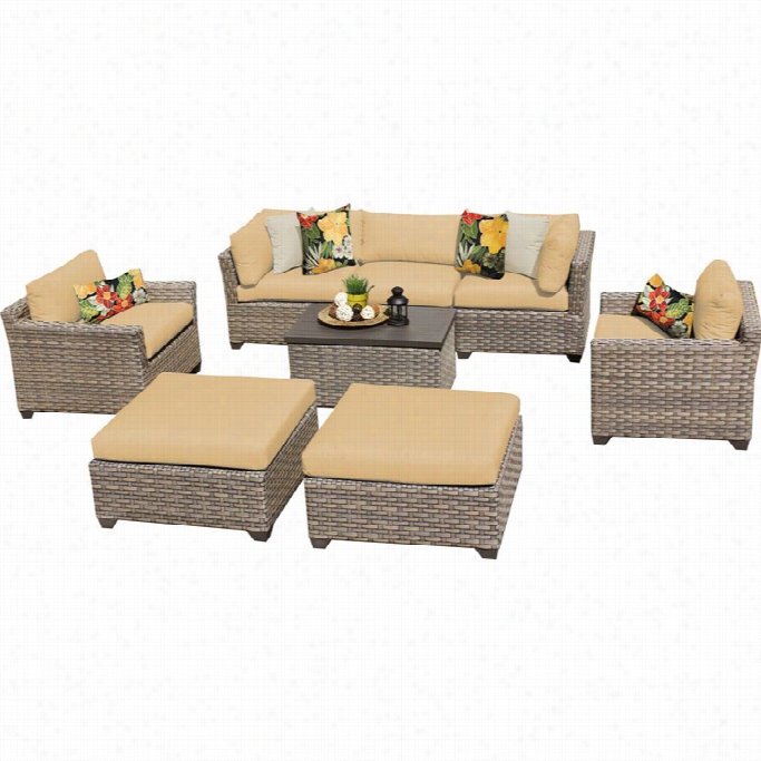 Tkc Monterey 8 Piece Outdoor Wicker Sofa Set In Sesame