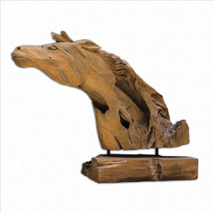 Uttermost Teak Horse Sculpture Ib Natural Teak Wood
