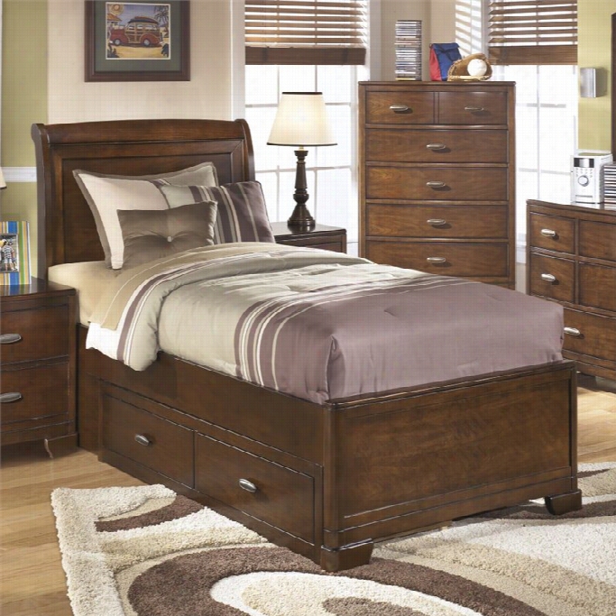 Ashley Alea Wood Twin Sleigh Drawer Bed In Brown