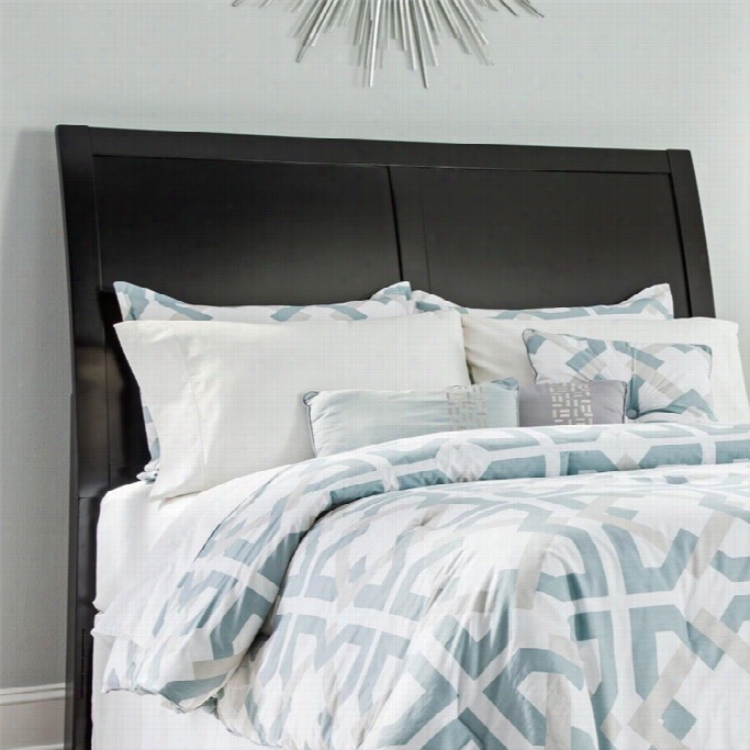 Ashley Braflin Wood Sleigh Headboard In Black-queen