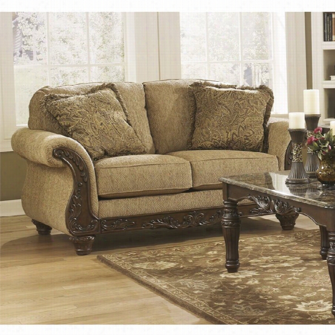 Ashley Cambridge Fabric Loveseat In Amber