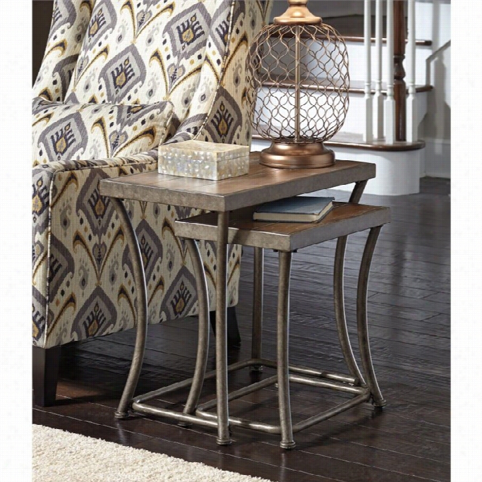 Ashley Nartina 2 Piece Nesting Tables In Light Brown