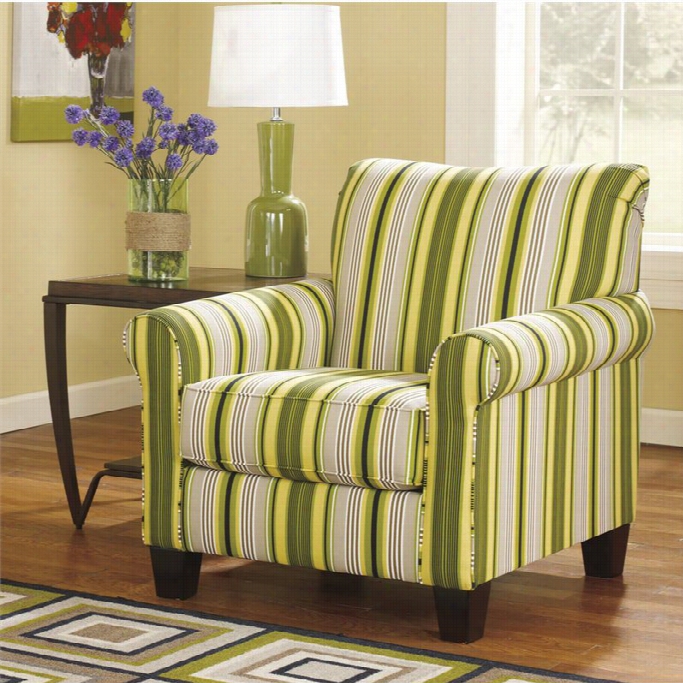 Ashley Nolana Pwtterned Fabric Accent Chair In Citron