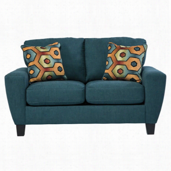 Asley Sagen Fabric Loveseat In Teal